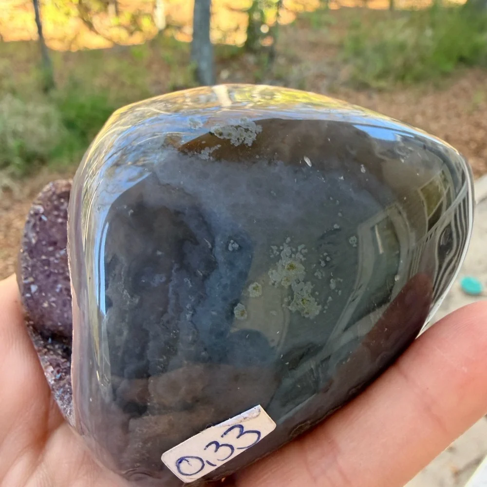 💜 Amethyst Druzy & Agate Cave Heart | High Grade Scenic Banding | Uruguay #0001 - Picture 5 of 7